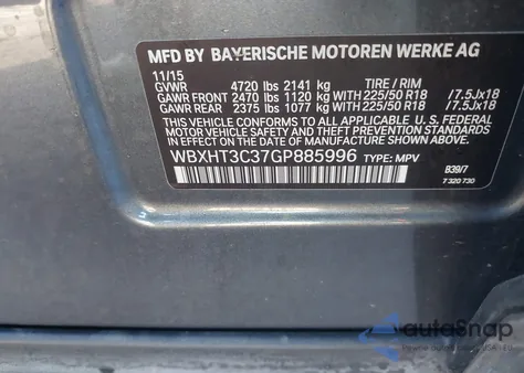 2016 BMW X1 xDrive28I z USA, uszkodzony, nr VIN WBXHT3C37GP885996